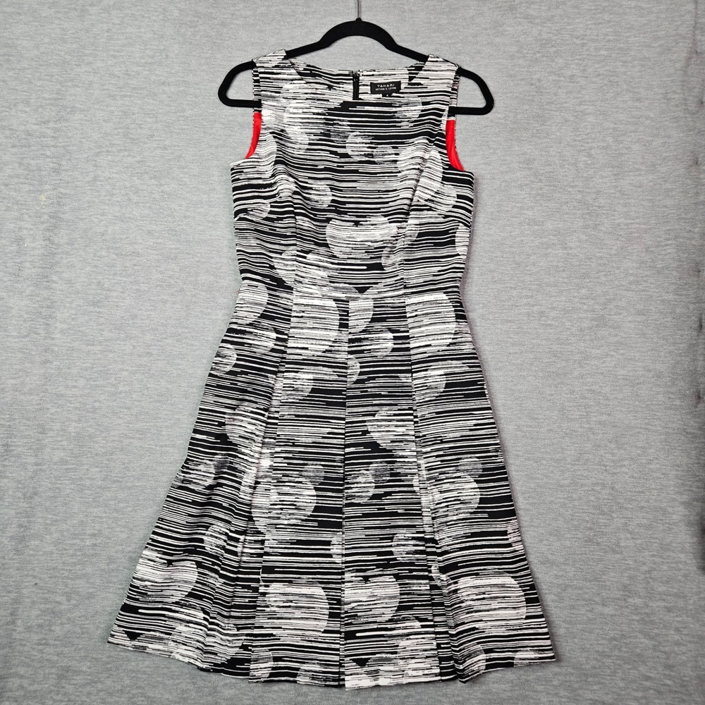 Tahari Arthur S. Levine Black White Abstract Stripe Sheath Dress Size 4